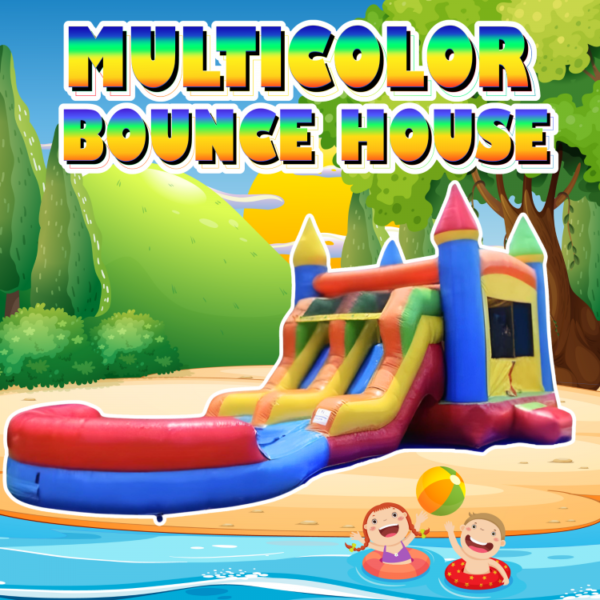 Multicolor Bounce House w/ Dual Slides with Mega Sized Pool